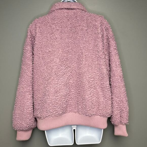 NWT Universal Thread Lavender Purple Cozy Preppy Sherpa Bomber Jacket Women Sz L - Picture 3 of 5
